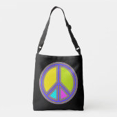 holiES - kleurrijk PEACE-teken + uw ideeën Crossbody Tas (Achterkant)