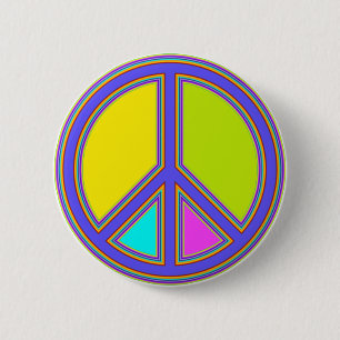 holiES - kleurrijk PEACE-teken + uw ideeën Ronde Button 5,7 Cm