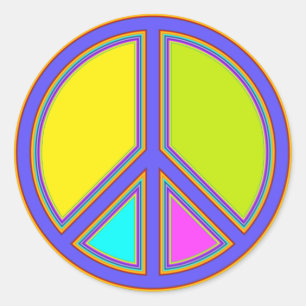 holiES - kleurrijk PEACE-teken + uw ideeën Ronde Sticker