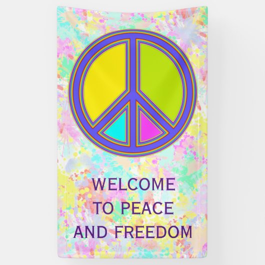 holiES - kleurrijk PEACE-teken + uw ideeën Spandoek (Verticaal)