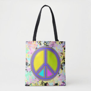holiES - kleurrijk PEACE-teken + uw ideeën Tote Bag
