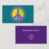 holiES - kleurrijk PEACE-teken + uw ideeën Visitekaartje (Voorkant / Achterkant)