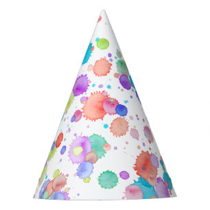 holiES - Splatter multicolored 1 + uw backgr. Feesthoedjes