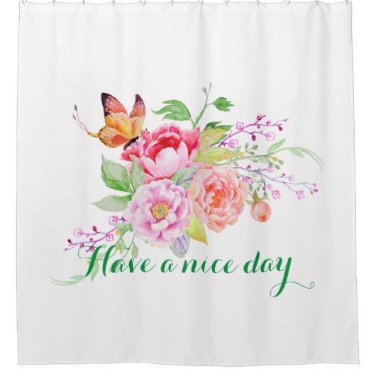 holiES - Waterverf Spring Flowers Bouquet 2 Douchegordijn (Voorkant)