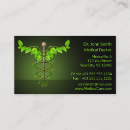 Holistic Alternative Medical Caduceus Green Leaves Afsprakenkaartje