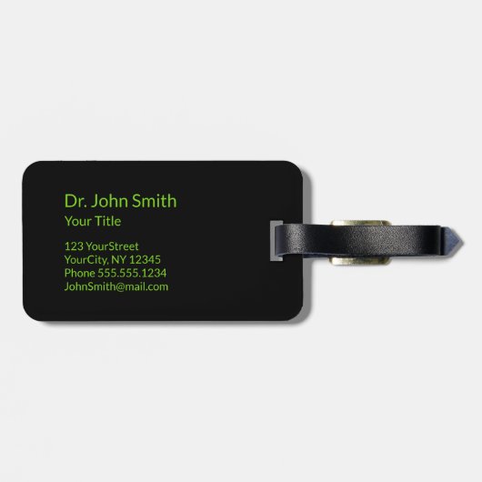 Holistic Alternative Medical Caduceus Green Leaves Bagagelabel (Achterkant horizontaal)