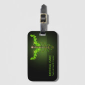Holistic Alternative Medical Caduceus Green Leaves Bagagelabel (Voorkant (verticaal))