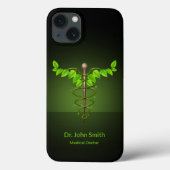 Holistic Alternative Medical Caduceus Green Leaves Case-Mate iPhone Case (Achterkant)