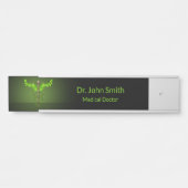 Holistic Alternative Medical Caduceus Green Leaves Deurbordje (Voorkant)