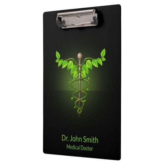 Holistic Alternative Medical Caduceus Green Leaves Klembord (Links)