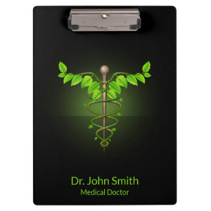 Holistic Alternative Medical Caduceus Green Leaves Klembord