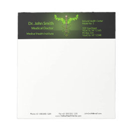 Holistic Alternative Medical Caduceus Green Leaves Notitieblok
