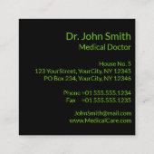 Holistic Alternative Medical Caduceus Green Leaves Vierkante Visitekaartje (Achterkant)