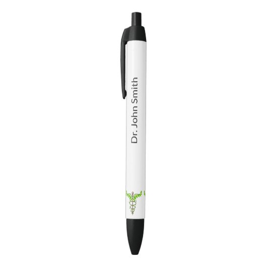 Holistic Alternative Medical Caduceus Green Leaves Zwarte Inkt Pen (Top (Verticaal))