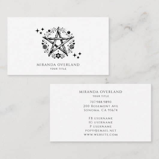 Holistic Business Floral Pentacle Stars Visitekaartje (Voorkant / Achterkant)