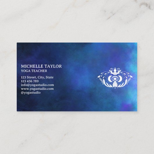 Holistic Celestial Moon Third Eye Nebula Blue Busi Visitekaartje (Achterkant)