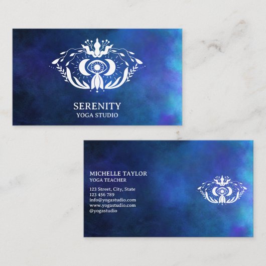 Holistic Celestial Moon Third Eye Nebula Blue Busi Visitekaartje (Voorkant / Achterkant)