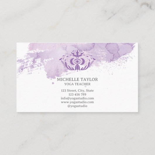 Holistic Celestial Moon Third Eye Yoga Paars Visitekaartje (Achterkant)