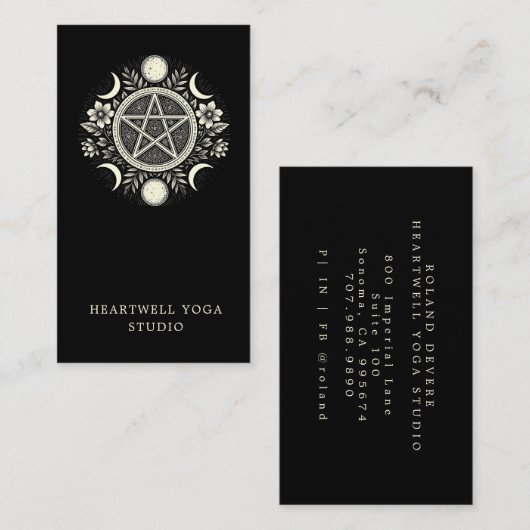 Holistic Celestial Sun Moon Black Visitekaartje (Voorkant / Achterkant)