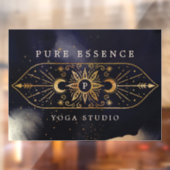 Holistic Celestial Sun & Moon Dark Ink Monogram Raamsticker (Vel 2)