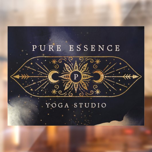 Holistic Celestial Sun & Moon Dark Ink Monogram Raamsticker (Vel 2)