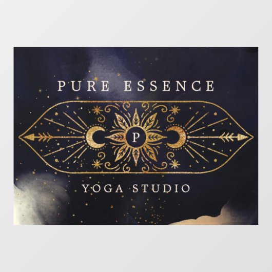 Holistic Celestial Sun & Moon Dark Ink Monogram Raamsticker (Vel)