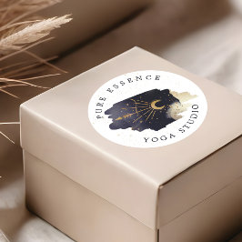 Holistic Celestial Sun & Moon Dark Ink Monogram Ronde Sticker