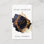 Holistic Celestial Sun & Moon Dark Ink Monogram Visitekaartje (Voorkant)