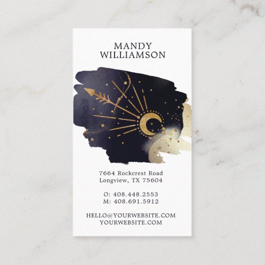 Holistic Celestial Sun & Moon Dark Ink Monogram Visitekaartje (Achterkant)