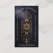 Holistic Celestial Sun & Moon Dark Ink Monogram Visitekaartje (Voorkant)