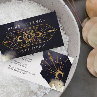 Holistic Celestial Sun & Moon Dark Ink Monogram Visitekaartje