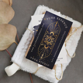 Holistic Celestial Sun & Moon Dark Ink Monogram Visitekaartje