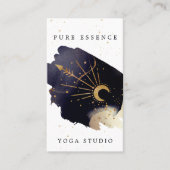 Holistic Celestial Sun & Moon Dark Ink Monogram Visitekaartje (Voorkant)