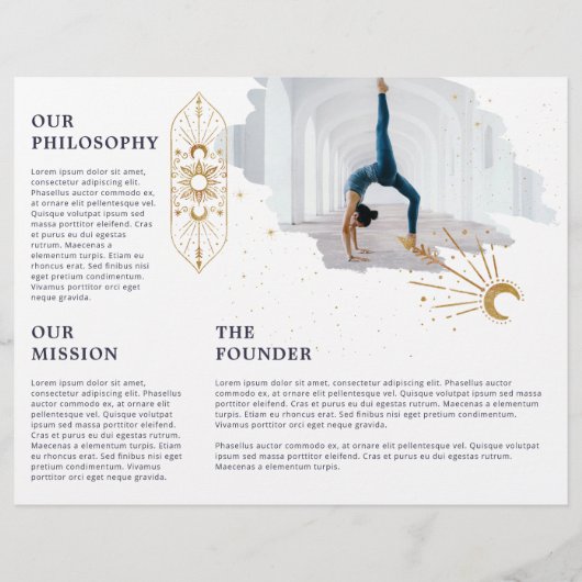 Holistic Celestial Sun Moon Dark Ink Yoga Tri-Fold (Achterkant)