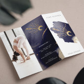 Holistic Celestial Sun Moon Dark Ink Yoga Tri-Fold