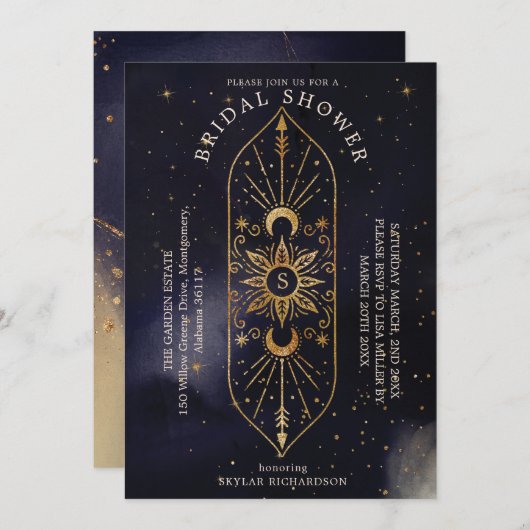 Holistic Celestial Sun & Moon Navy Vrijgezellenfee Kaart (Voorkant / Achterkant)