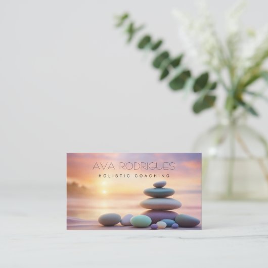 Holistic Coach pastelmeer & helende stenen Visitekaartje (Staand voorkant)