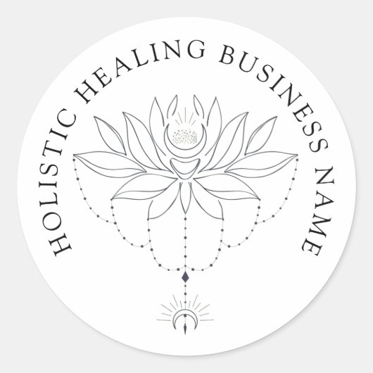 Holistic Healing Lotus Flower Business Ronde Sticker (Voorkant)