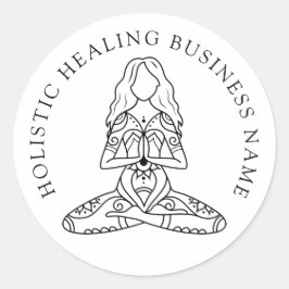 Holistic Healing Lotus Pose Business Ronde Sticker