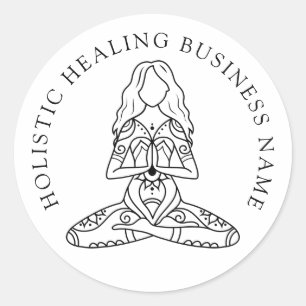 Holistic Healing Lotus Pose Business Ronde Sticker