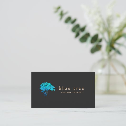 Holistic Health & Wellness Elegant Turquoise Tree Visitekaartje (Staand voorkant)