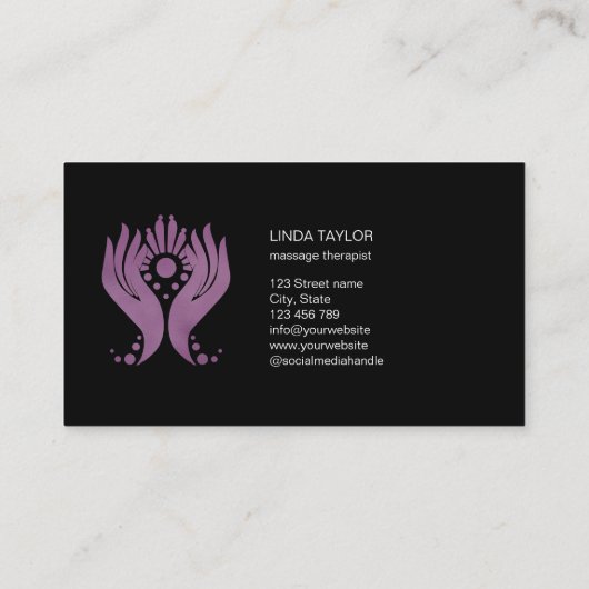 Holistic Massage Hands Therapy Healer Energy Visitekaartje (Achterkant)