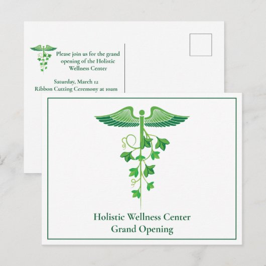 Holistic Medicine Wellness Center Grand Opening Briefkaart (Voorkant / Achterkant)