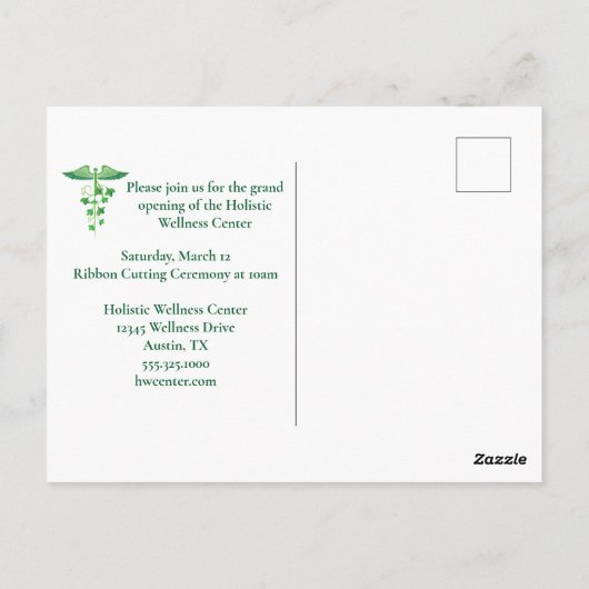 Holistic Medicine Wellness Center Grand Opening Briefkaart (Achterkant)