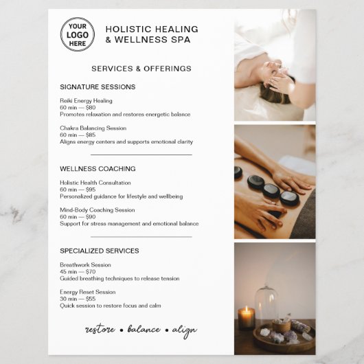 Holistic Wellness Services Menu Logo Photo QR (Voorkant)