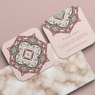Holistisch Spiritueel Decoratief Floral Mandala Vierkante Visitekaartje