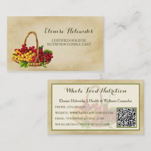 Holistisch voedingsadviseur Fruitmand QR-code Visitekaartje