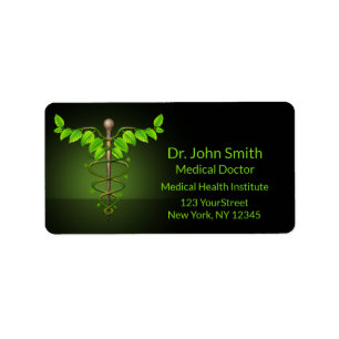 Holistische alternatieve medische caduceus groene etiket