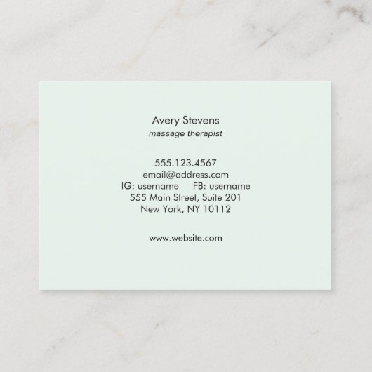 Holistische Gezondheid en Wellness Massage Therapi Visitekaartje (Achterkant)