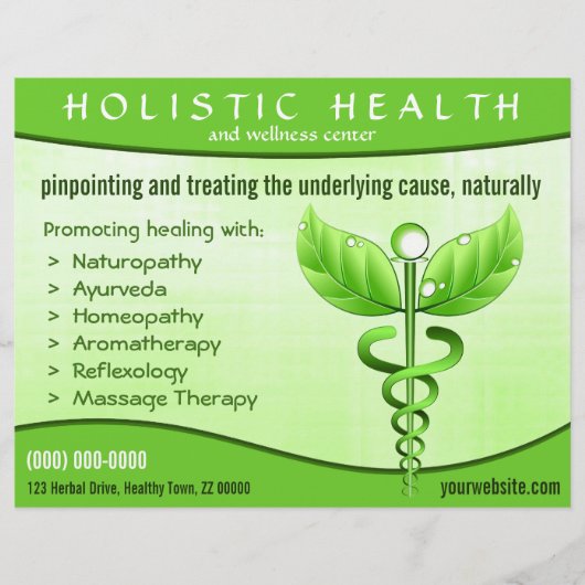 Holistische Gezondheid Groene Caduceus Symbool 22  Flyer (Voorkant)